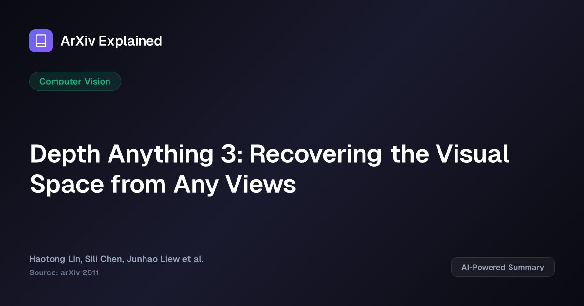 Depth Anything 3: Recovering the Visual Space from Any Views ...